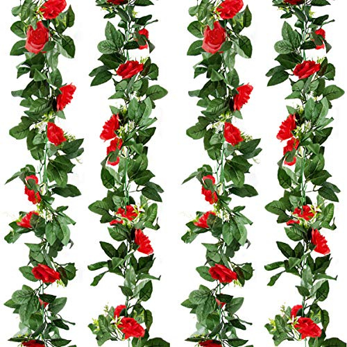 Kalolary 2 Pack 15 FT Künstliche Rosenrebe Seidenblume Girlande