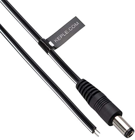 Keple Câble d'extension CC Adaptateur d'alimentation CC 2,5 mm/5,5 mm 3 m mâle vers mâle nu Adaptateur de câble d'alimentation CCTV compatible avec caméra de sécurité CCTV, caméra IP, DVR autonome