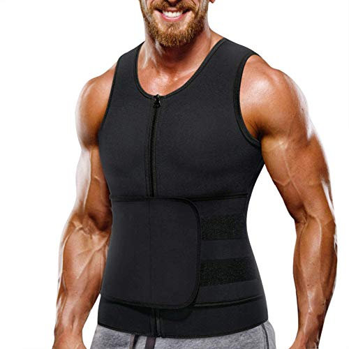 CHUMIAN Canottiera Dimagrante Uomo Fascia Addominale Neoprene Perdita di Peso Gilet Sauna per Sudore Allenamento Fitness Sudorazione Body Shaper Pancia Hot Thermo (Nero, S)