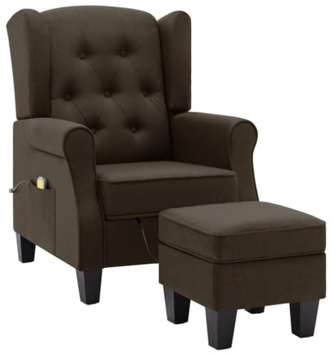 vidaXL Massagesessel mit Fußhocker Fernbedienung Elektrisch Fernsehsessel Relaxsessel TV Sessel Ruhesessel Polstersessel Braun Stoff
