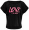WINSHAPE Damen Damen Ultra Leichtes Modal-Kurzarmshirt Mct002 Mit Neon Pinkem „Love The Answer” Glitzer T Shirt, Schwarz-Neon-Pink-Glitzer, S UK, MCT002-SCHWARZ-PINK-LOVE