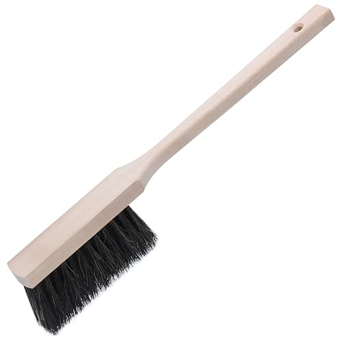 Agrarflora Langstiel Handfeger Rosshaar 43cm - Handbesen mit Rosshaarborsten - Langstielhandfeger aus Buchenholz - Handkehrer mit langem Stiel - ideal für Haushalt, Werkstatt und Auto