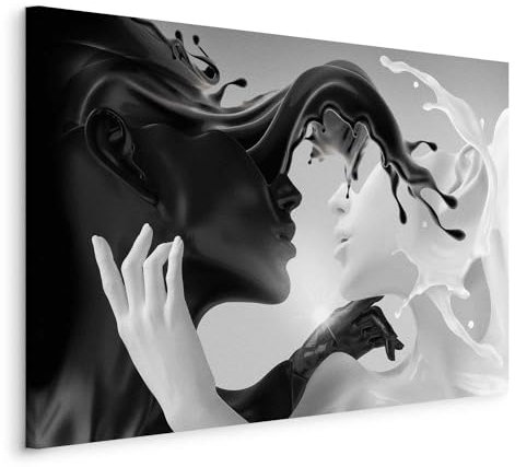 murando - Tableau décoratif figuratif 120x80 cm - Impression sur toile colorée - Décoration murale pour salon et chambre - Gris marron - Abstraction amour couple tendances h-C-0213-b-a