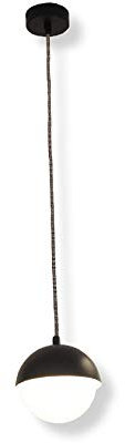 Lampenlux LED Hängeleuchte Kyra Kugelleuchte Opalglas Metall mit Stoffkabel 5W G9 Ø140mm (Schwarz)