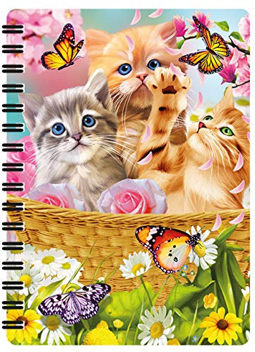 3D LiveLife Jotter - Kätzchen-Spaßzeit von Deluxebase. Linsenförmiges 3D Cat A6 Spiralblock. Ein liniertes Notizbuch mit Kunstwerken, die vom bekannten Künstler Michael Searle lizenziert wurden