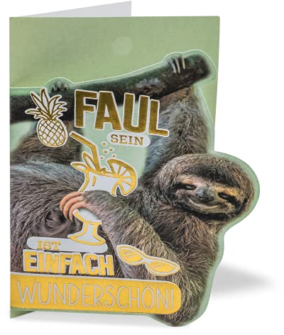 KE - Humorvolle Geburtstagskarte mit Innentext, DIN B6 Format, inklusive Umschlag - Perfekt für Geburtstagsüberraschungen - Motiv: Faultier