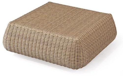 Casa Padrino Luxus Gartentisch Naturfarben 82 x 82 x H. 30 cm - Handgewebter Wetterbeständiger Couchtisch - Garten Terrassen Tisch Möbel - Luxus Kollektion
