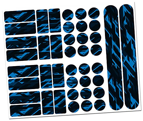 Finest Folia 34 Teiliges Fahrrad Rahmen Schutzfolie Folie Aufkleber Schutz MTB BMX Kette Lackschutzfolie R159 R160 (16 Future Neon Blau)