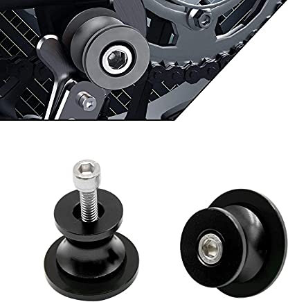 2 Stücke Bobbins Motorrad Ständeraufnahme M8 Motorrad Montageständer Racingadapter Aluminium 8mm Universal Schwingarmspule Schwinge Sliders Spulen für Kawasaki Honda BMW SUZUKI Ducati (schwarz)