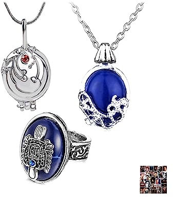 HJYZY 13 Stück Vampire Diaries Schmuck Aufkleber Daywalking Katherine Saphirkristall Halsketten Elena Gilbert Öffnen Eisenkraut Medaillon Anhänger Halskette Daylight Walking Siegel Damons Ring