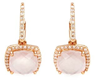 Orecchini Oro Rosa Diamante e Quarzo Rosa, Diamante Oro rosa