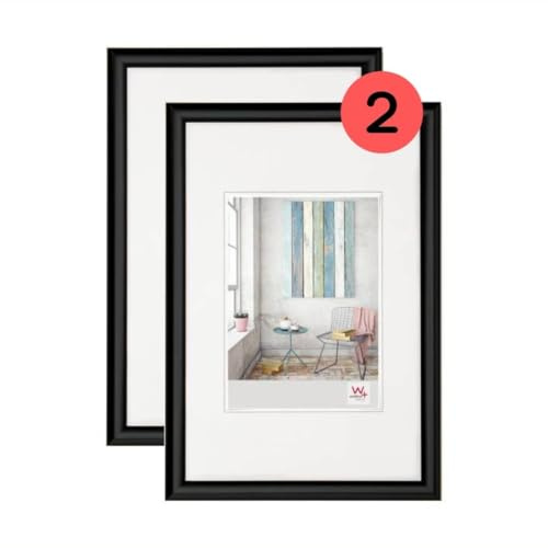 walther Design Picture Frame Black 20 x 30 cm Twin Pack, Trendstyle Plastic Frame KP030BD