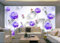 Jardin bleu fleurs peintes à la main hexagone mode mur de fond 3d-140cmx100cm