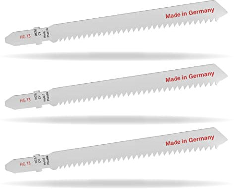 3x Stichsäge Stichsägeblatt universal Sägeblätter HG 13 (HCS/CV) für Weichholz Kunststoff - Made in Germany - kompatibel z. B. mit Bosch GST Black&Decker Einhell AEG