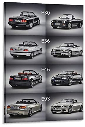 Auto-Poster, alle BMW 3er-Serie, Poster, dekoratives Gemälde, Leinwand, Wandkunst, Wohnzimmer, Poster, Schlafzimmer, Gemälde, 40 x 60 cm