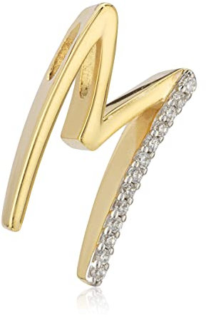 NKlaus Buchstabe M 8 Karat 333 Gelb Gold Damen Kettenanhänger 15x9mm Alphabet Zirkonia 1398