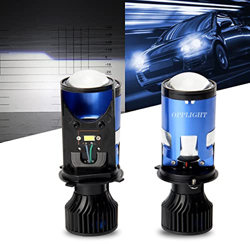 OPP ULITE H4 LED Headlight Bulbs 9003 Right Side Drive with Mini Projector Lens High Low Beam Solve Astigmatism Problem 70W 6000K 10000LM Plug Play H4 Led Headlights Conversion Kit Car Motorcycle-2PCS
