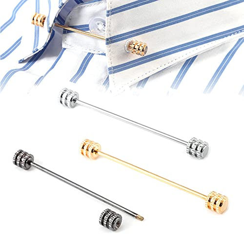 LONGHAO 3 pcs,Krawatte Kragen Pin,Kragen Bar Pins,Kragennadel,Klassische Krawattennadel,Krawattennadeln FüR Herren Silber,Klassischer Metall Krawattenklammern,FüR vatertagsgeschenk für papa