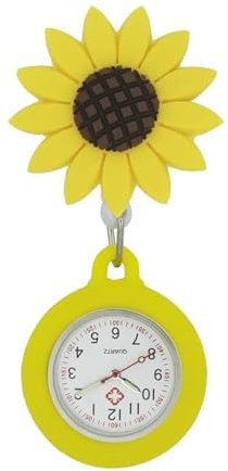 TopHomer Montre gousset d'infirmière - Montre de poche à quartz lumineuse à clipser - Montre numérique télescopique portable, Tournesol jaune., Compacte
