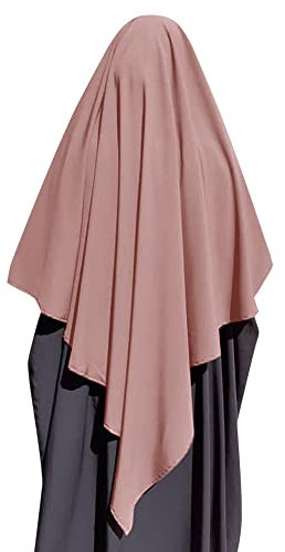 Odizli Kopftuch Damen Hijab Jersey Khimar Muslimisch Islamische Dubai Middle East Schal Scarf Halstuch Untertuch Frauen Sommer Herbst Tuch Arabische Jilbab Kaftan Ramadan Kleidung Rosa L