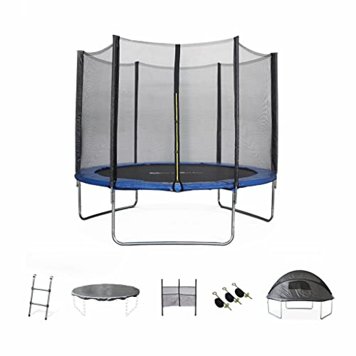 Trampolin 305cm blau mit Zubehörpaket + Campingzelt mit Tragetasche
