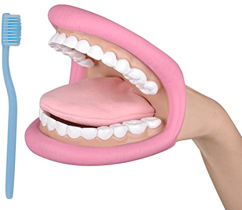 Ultrassist Mund Handpuppe mit Zunge für Kinder, Mundpuppe für Sprachtherapie, inklusive Zahnbürste