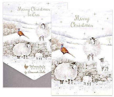 Wrendale Designs by Hannah Dale – Merry Christmass to Ewe – Weihnachts-Notizkarten-Set – 8 Stück