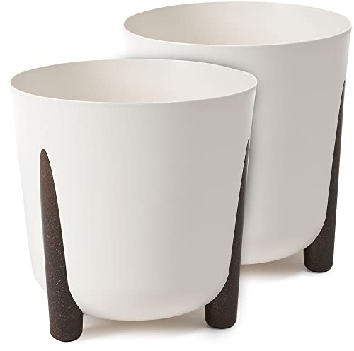 TULMERO Blumentopf matt, Pflanzkübel aus Übertopf Kunststoff Dekorativer Topf für, groß und klein Pflanzen, 2er-Set blumenkübel, blumenkübel kräutertopf, (2 Pack) Creme, ø 30 cm