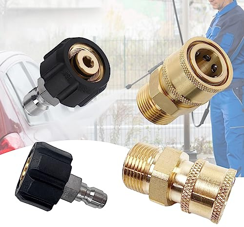 KKONHII Lot de 4 raccords à connexion rapide M22 de 14 mm à 6,35 mm, kit de raccords rapides pour nettoyeur haute pression de jardin 5 000 PSI
