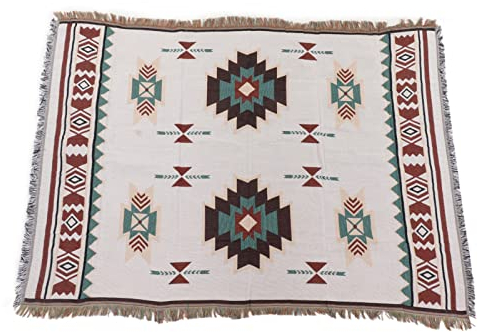 Glomora Retro-Tischdecke aus Baumwolle, Leinen Quaste Tischtuch Knitterfrei und Abwaschbar tischdecken, Vielseitige Decke Im Ethno-Stil, für Home Küche Speisetisch Dekoration
