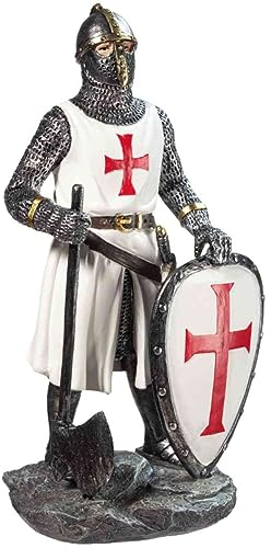 Isideco Deko Figur Templer Ritter Steht Axt und Schild