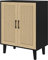 Panana Buffet Storage Cabinet with Rattan Decorating Living Room Wood Kitchen Sideboard Accent Cabinet (69(W) x 38(D) x 88(H) cm, Black)