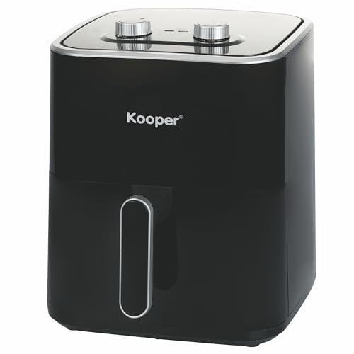 Friggitrice ad aria 5,5 L, nero e argento, cestello estraibile antiaderente, 1300 W, Kooper