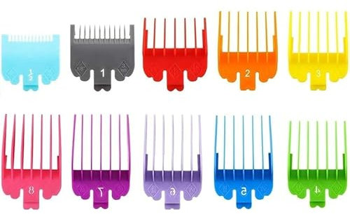 ZMDMAH Haarkämme Set,10 Stück Aufschiebekämme für Schermaschine,1,5mm-25mm Haarschneider Aufsätze,Haar Clipper Guide Limit Kamm Attachment Set Haarschneidemaschine Kämme Limit Kamm Set Ersatz für Wahl