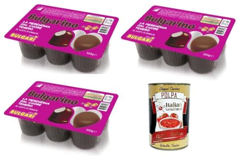 Italian Gourmet Bulgarino Snack gefüllt mit zartem süßem Herz 3 x 120g | Morbido e goloso, einzeln genießbar zu Kaffee, Tee, Pause, Dessert und, Gesamtnettogewicht 360 g + Kostenlos Polpa 400g