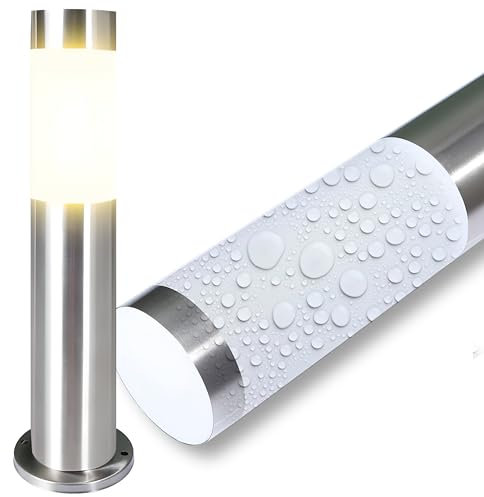 Retoo Wegelampe LED Außen 1 Flammige Außenleuchte Gartenlampe Fassung E27 IP44 Wegeleuchte Edelstahl Kunststoff Maximale Spannung 230V Farbe Silber Weiß