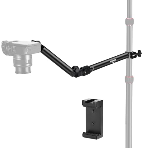 NEEWER Montaje Brazo de Cámara con Clip, 56cm, 180°&360° 2 Secciones de Brazo Flexible para Soporte de Escritorio, para Tubo de 0,87''-1,1'', Carga Máx 2,5kg, Cámara Brazo para Luz LED Anillo,DS009