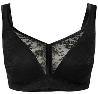 Ulla Popken Damen Minimizer, Wireless, foamcup, Jaquard 830098 BH, schwarz, 95D