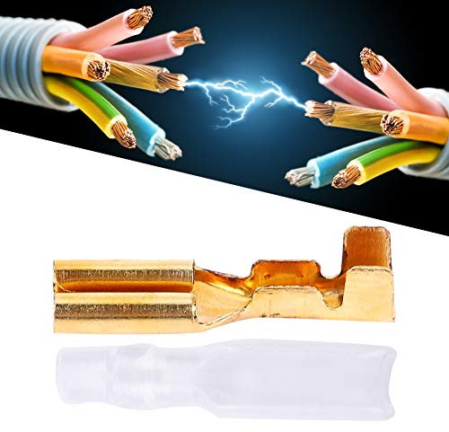 Terminale Dorato, 100 Paia di Connettori a Forcella Terminali Elettrici a Crimpare 2,8 Mm Set di Connettori per Cavi Elettrici per Altoparlanti per Auto in Ottone Dorato,