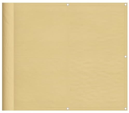 vidaXL Balkon Sichtschutz, Balkonbespannung mit Aluminium-Ösen, Balkonverkleidung Wasserfest, Balkonabdeckung Windschutz, Sandfarben 90x500cm 100% Polyester-Oxford
