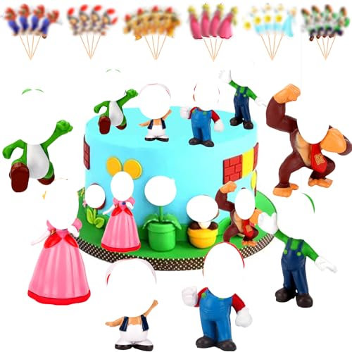 Decoración Pastel Figuras 30 Piezas Decoracion de Cupcakes Cartoon Deco Tarta CumpleañOs Color Cake Topper para Cumpleaños Infantiles, Baby Shower, Fiesta Tema