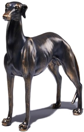 Windhund Figur Antikbronze-Optik – Resin Statue Stehend, Hund Dekoration für Wohnzimmer Büro, Geschenk für Windhundeliebhaber