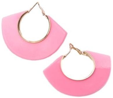 Tesselite Acrylic earrings - fluorescent color geometric hollow fan-shaped acrylic earrings, fashionable and exaggerated women's earrings for daily wear,Pink,One size