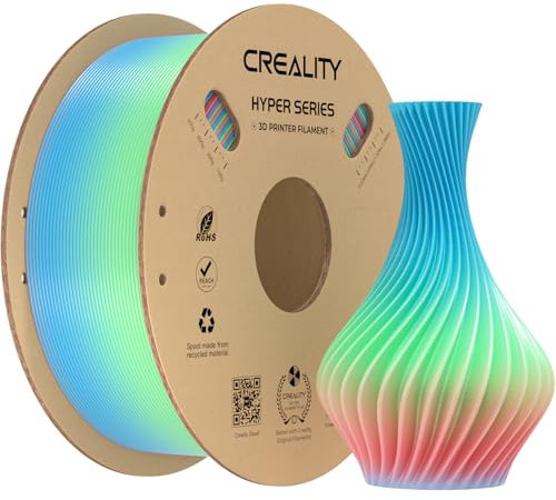 Creality Rainbow PLA für 3D-Drucker, 3D-Drucker-Filament für hohe Geschwindigkeiten von 300 mm/s, Regenbogen-PLA mit langem Farbverlauf