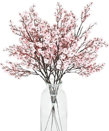 Flores 3 Unidades de 50 cm Flores Artificiales de Cerezo, Plantas Artificiales Decorativas, Decoracion para Hogar, Bodas, Fiestas, Oficinas, Balcones y Jardines (Rosa)