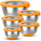 KITEISCAT Stainless Steel Mixing Bowls with Airtight Lids Set of 5, Nesting Mixing Bowls for Kitchen, Orange, Dishwasher Safe, Non-Slip, Multi-Purpose for Cooking, Baking, Prepping & Food Storage