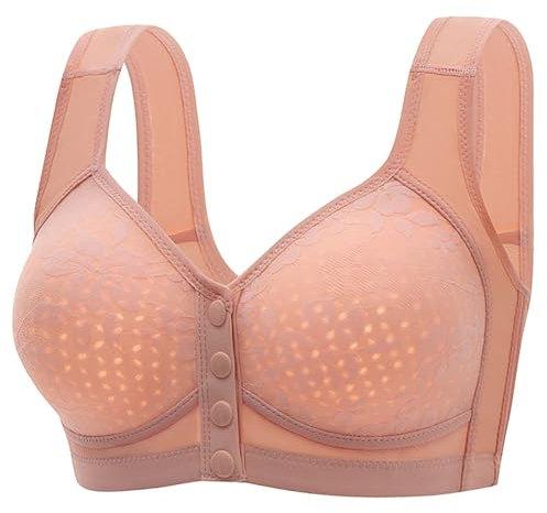 Generico Coppette In Silicone Per Seno Coppe Silicone Seno Reggiseni da donna con chiusura a scatto frontale senza cuciture, copertura totale, senza ferretto, Reggiseno Bretelle Trasparenti (Pink, 40)