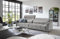 möbelando Big-Sofa >Wolve< in Silbergrau, mit Nosagunterfederung und Polyätherschaum, 2 manuell verstellbare Kopfteile, inkl. 2 Zierkissen (Nierenkissen), 280x108x118 cm (BxHxT)