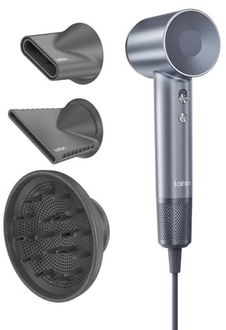 Laifen Haartrockner 200 Million Negativ Ionen Föhn, Swift Special Reisefön mit 110.000 U/Min Bürstenlosemstenloser Motor Für Schnelles Trocknen, Fön Geräuscharm mit Diffusor(Silber Blue)