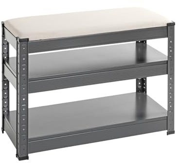 HAKU Möbel Schuhbank, anthrazit, grau, Kunstleder, Metall - Maße: B 60 x H 47 x T 28 cm, Style: Modern